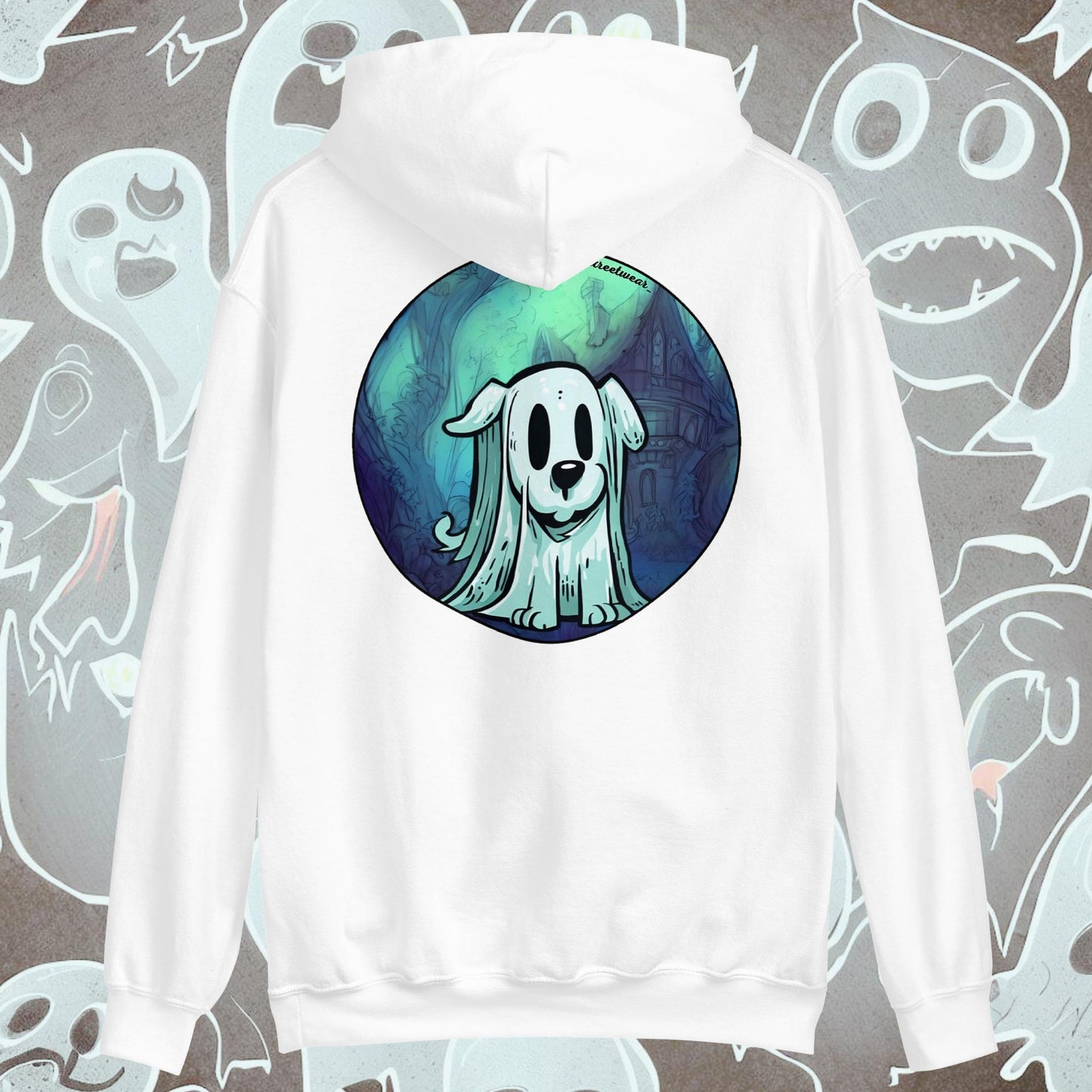 PerriFantasma 🎃 Halloween - Sudadera con capucha unisex, imagen trasera