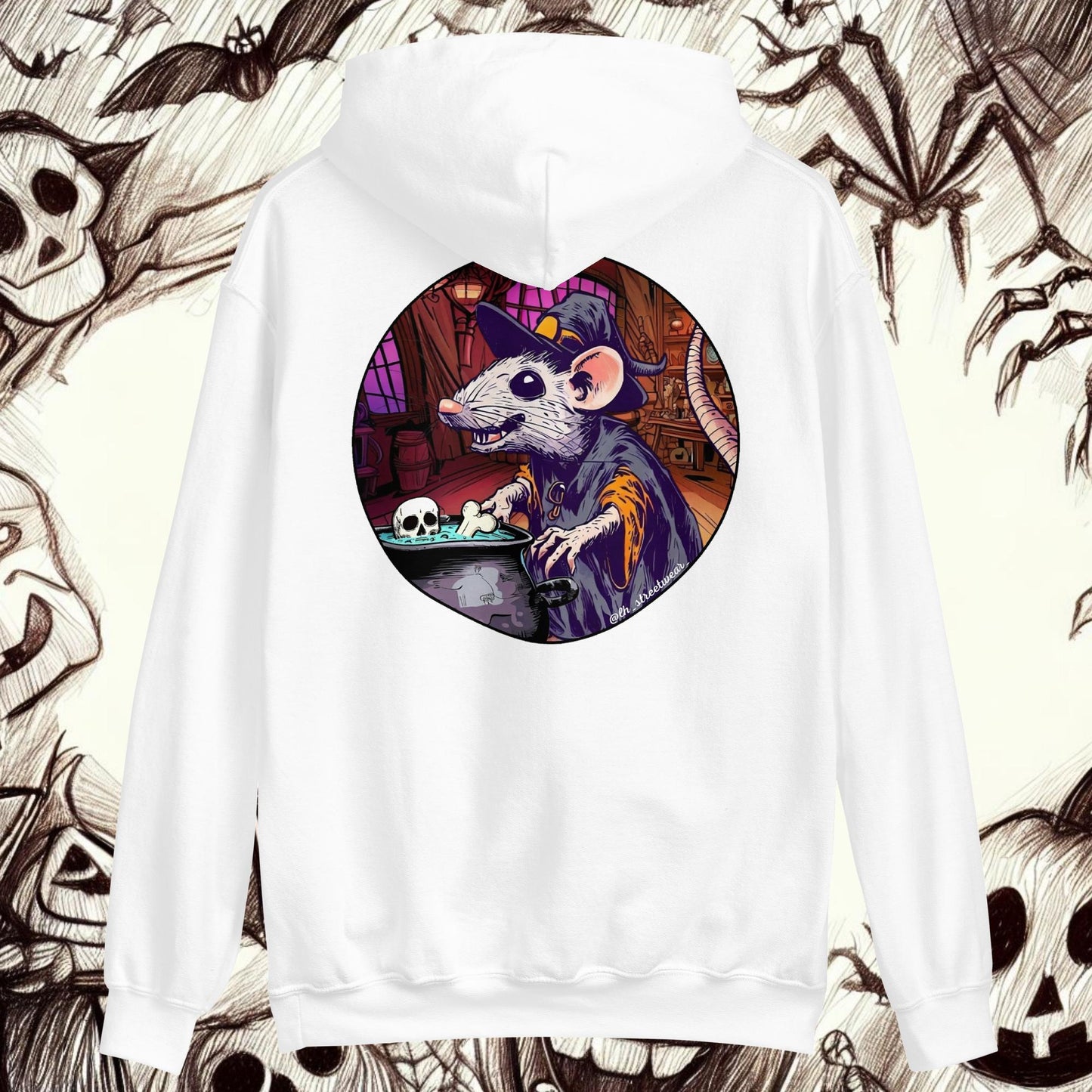 Witch Rat 🎃 Halloween - Unisex Heavy Blend Hoodie, rear image