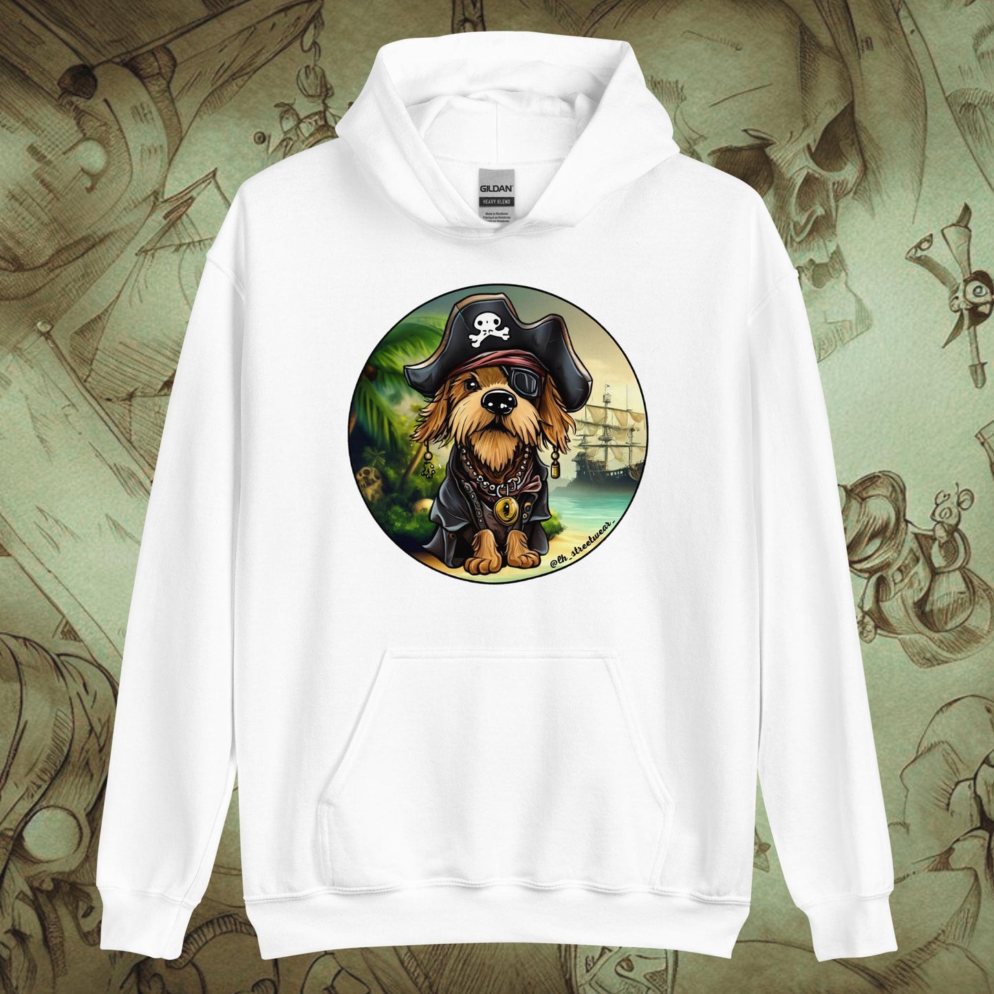 PerriPirata - Sudadera con capucha unisex, imagen delantera