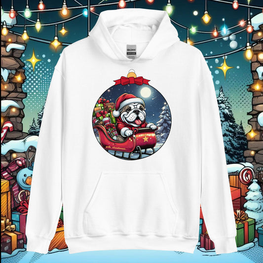 Christmas - Unisex Heavy Blend Hooide, front image - Bulldog Noel