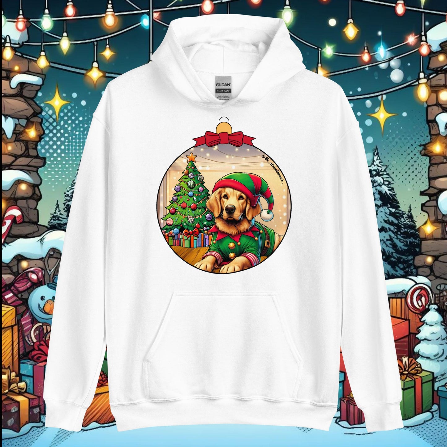 Christmas - Unisex Heavy Blend Hoodie, front image - Golden Retriever