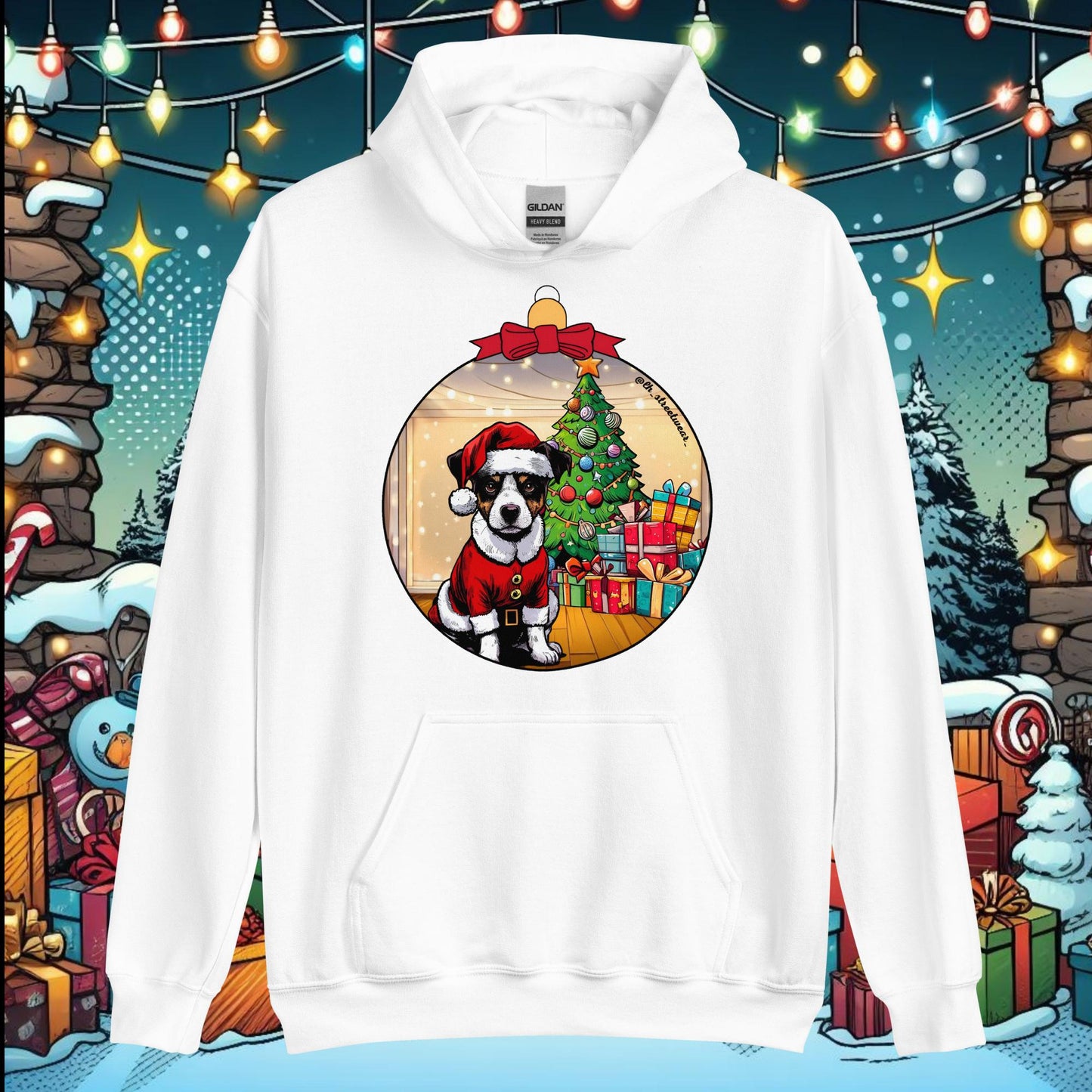 Christmas - Unisex Heavy Blend Hoodie, front image - Andalusian wine-cellar dog