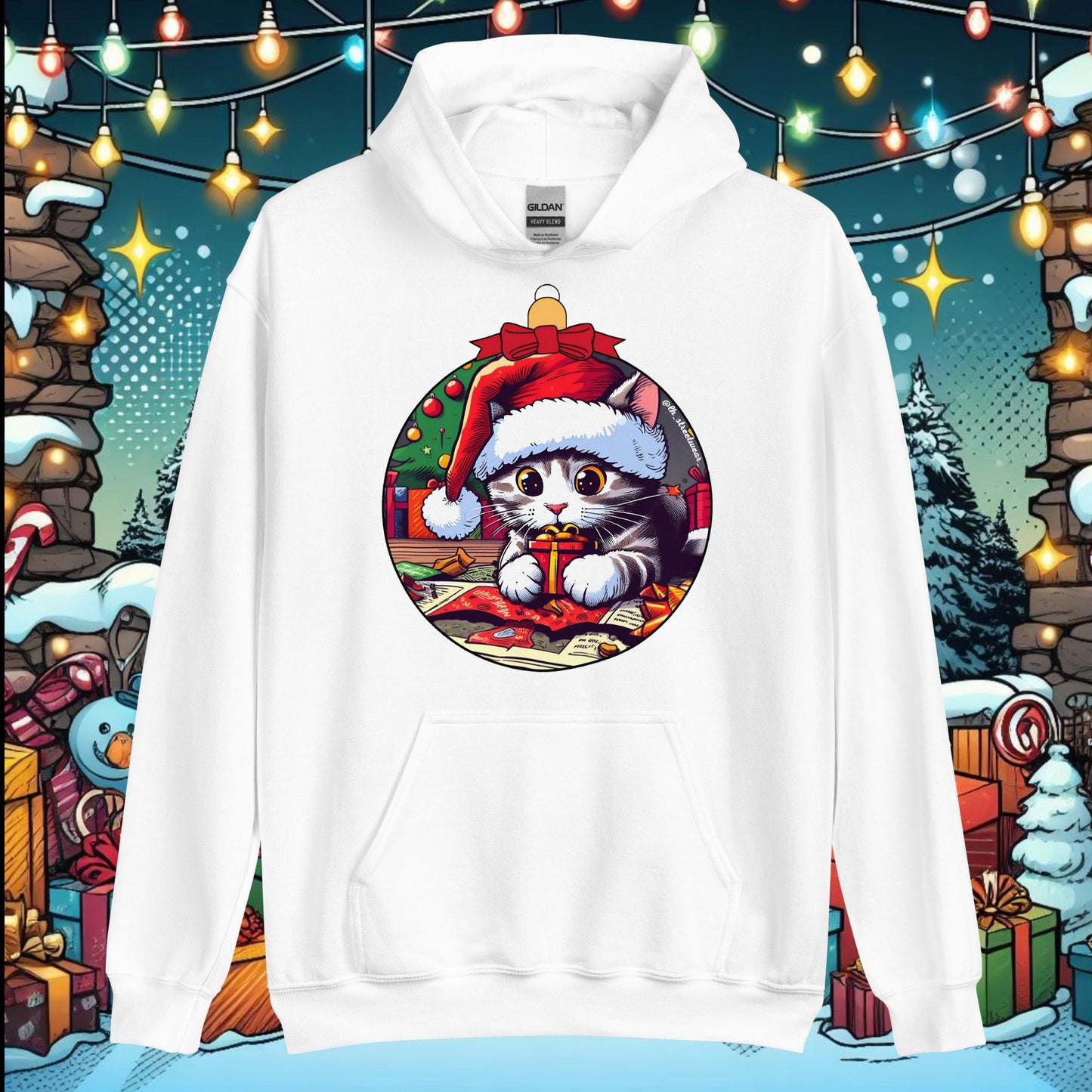 Navidad - Sudadera con capucha unisex, imagen delantera - Gato Gruñón