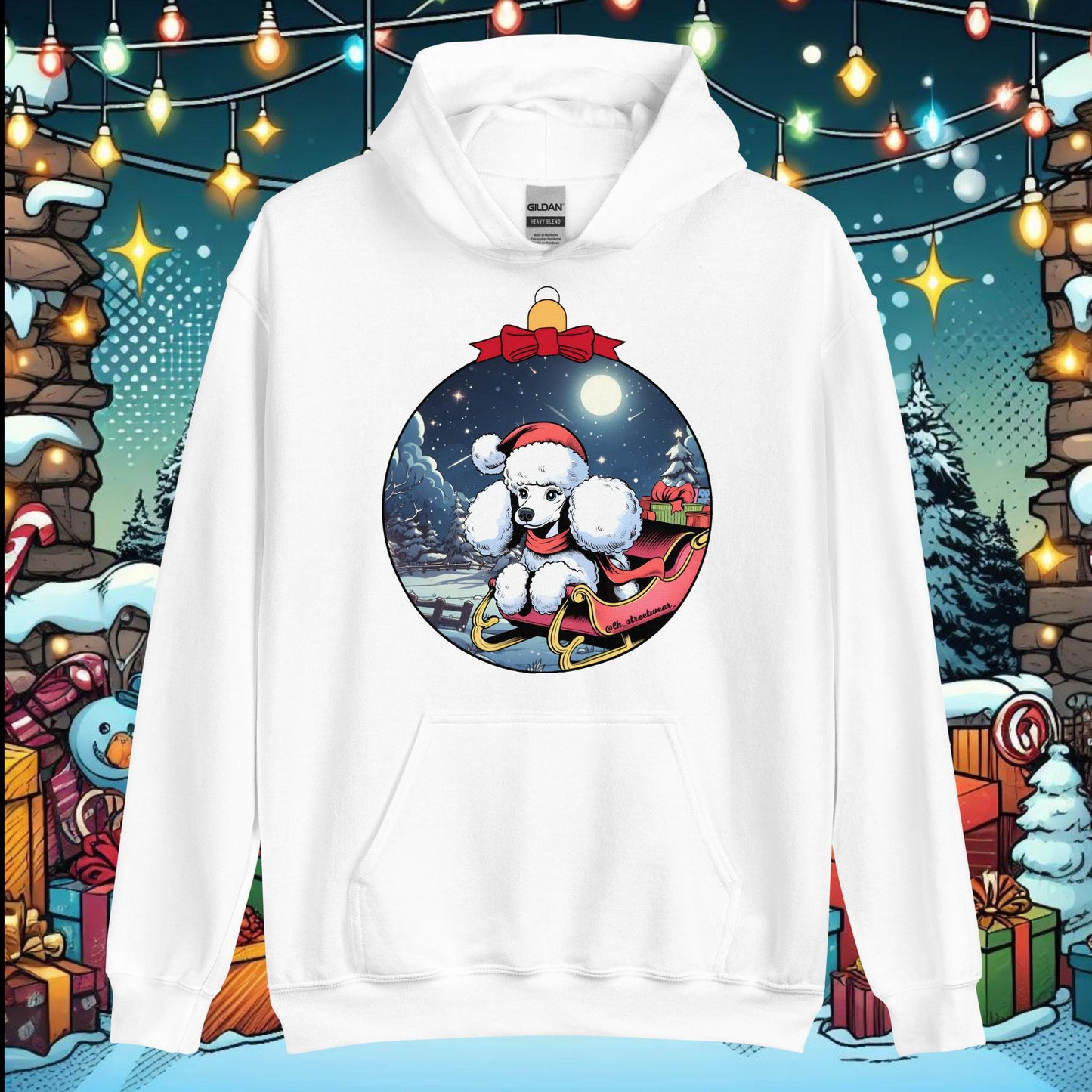 Navidad - Sudadera con capucha unisex, imagen delantera - Caniche