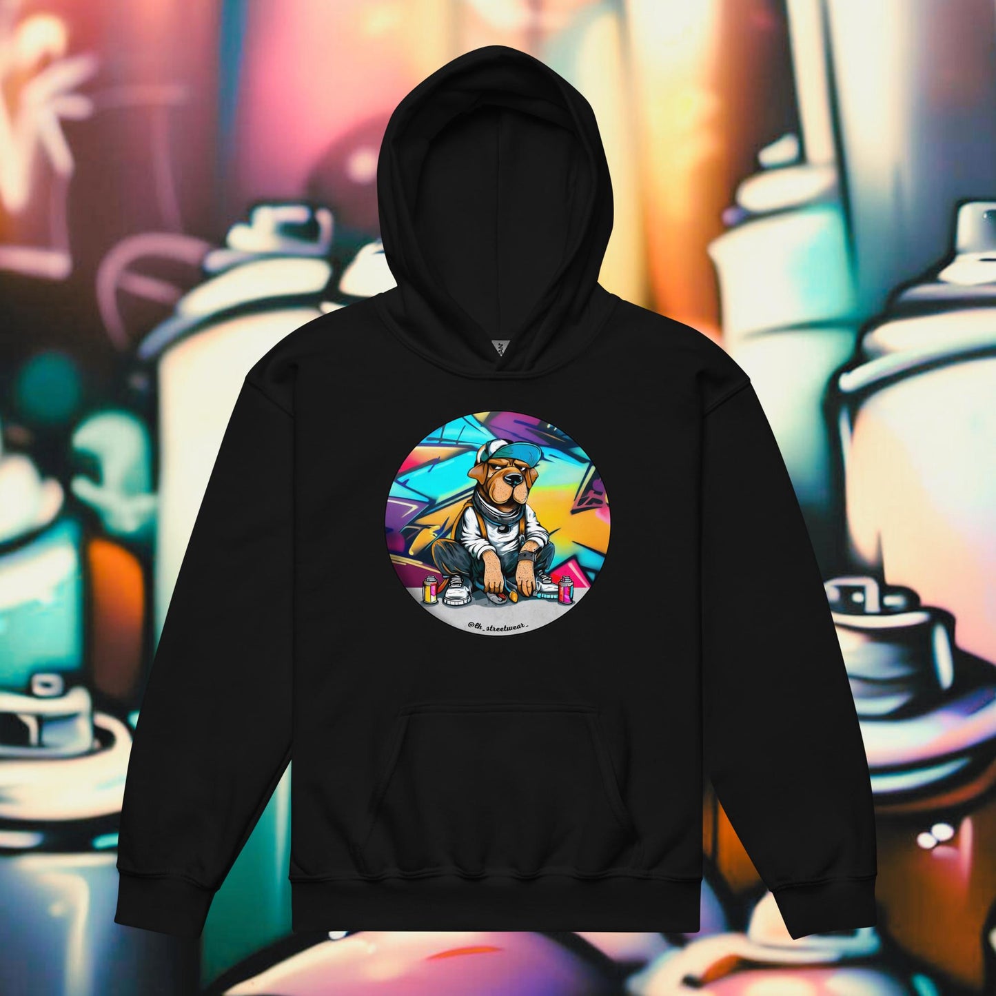 Graffiti Dog - Unisex Youth Heavy Blend Hoodie, front image