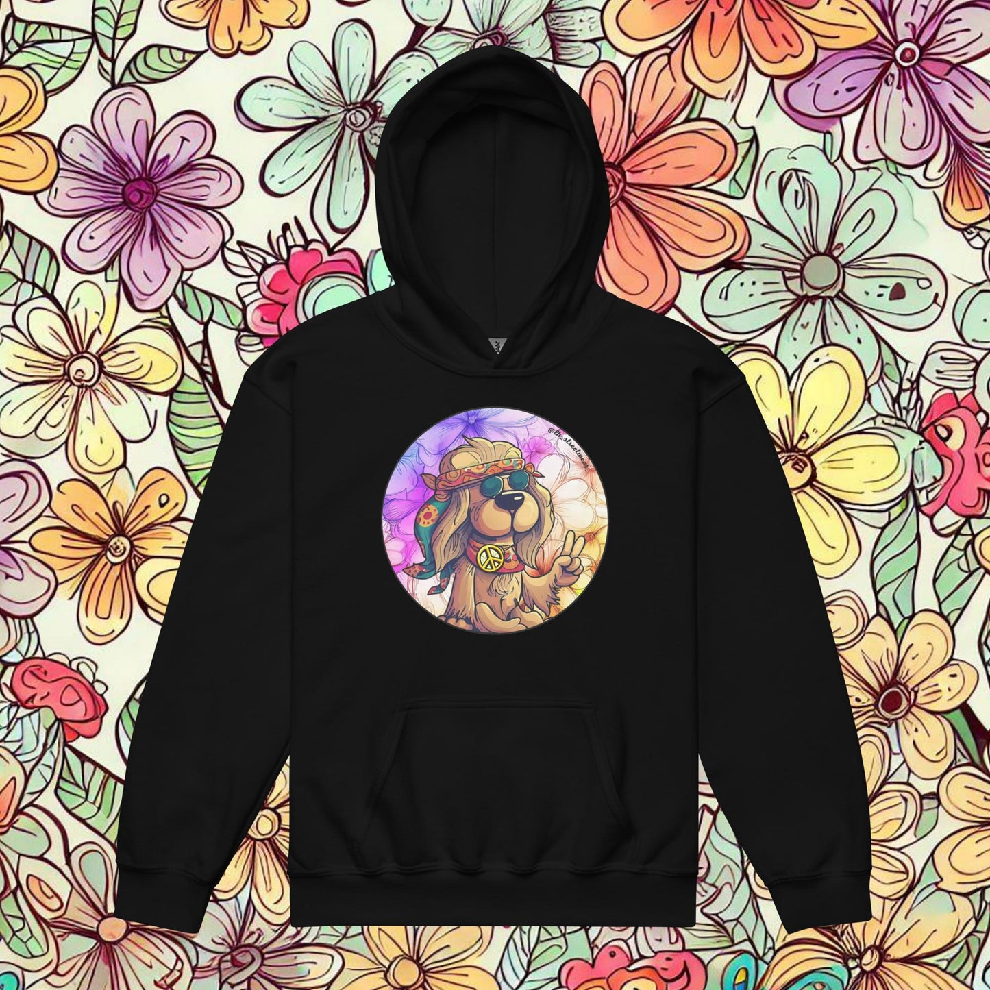 Hippie Dog - Unisex Youth Heavy Blend Hoodie, front image