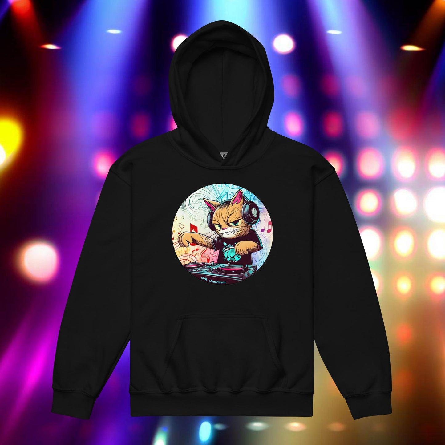 DJ Cat - Unisex Youth Heavy Blend Hoodie, front image