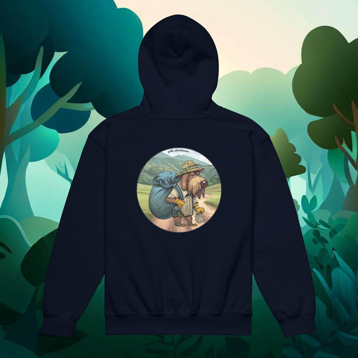 Doggy Sherpa - Unisex Youth Heavy Blend Hoodie, rear image