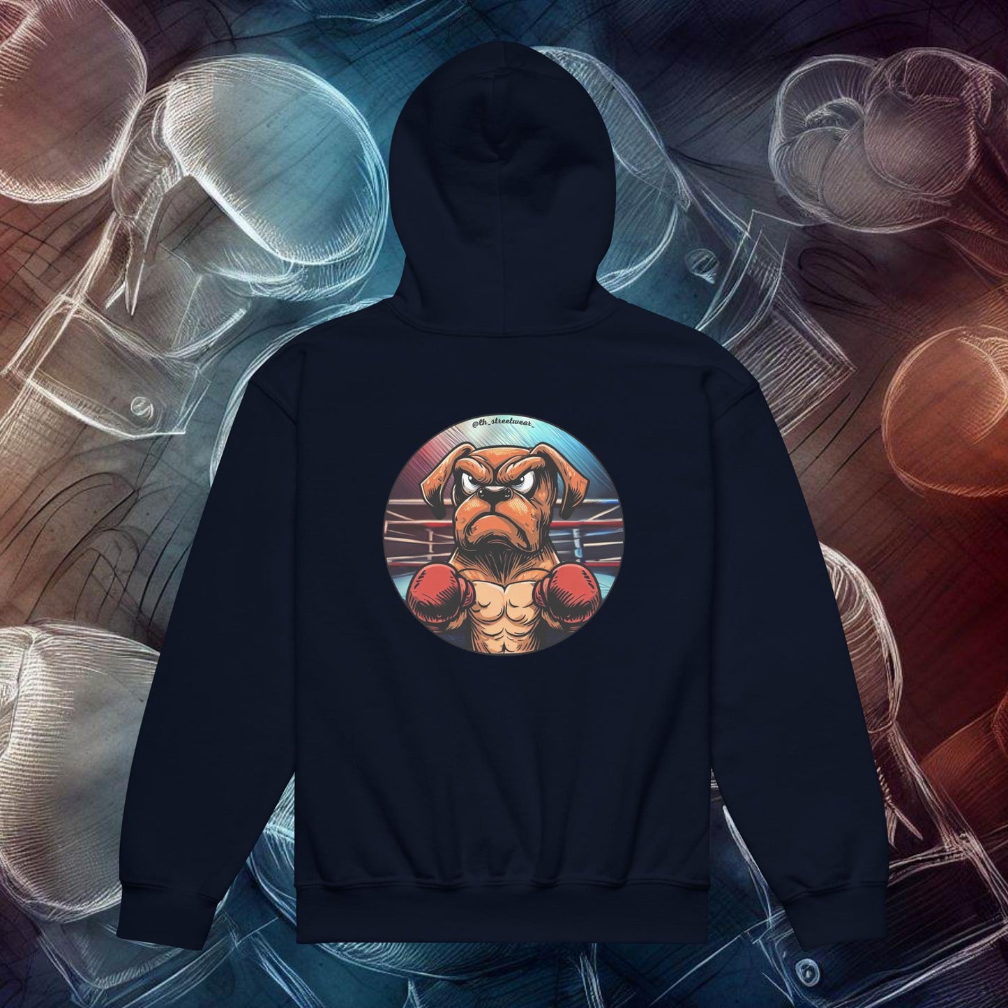 Doggy Boxer - Unisex Youth Heavy Blend Hoodie, rear image