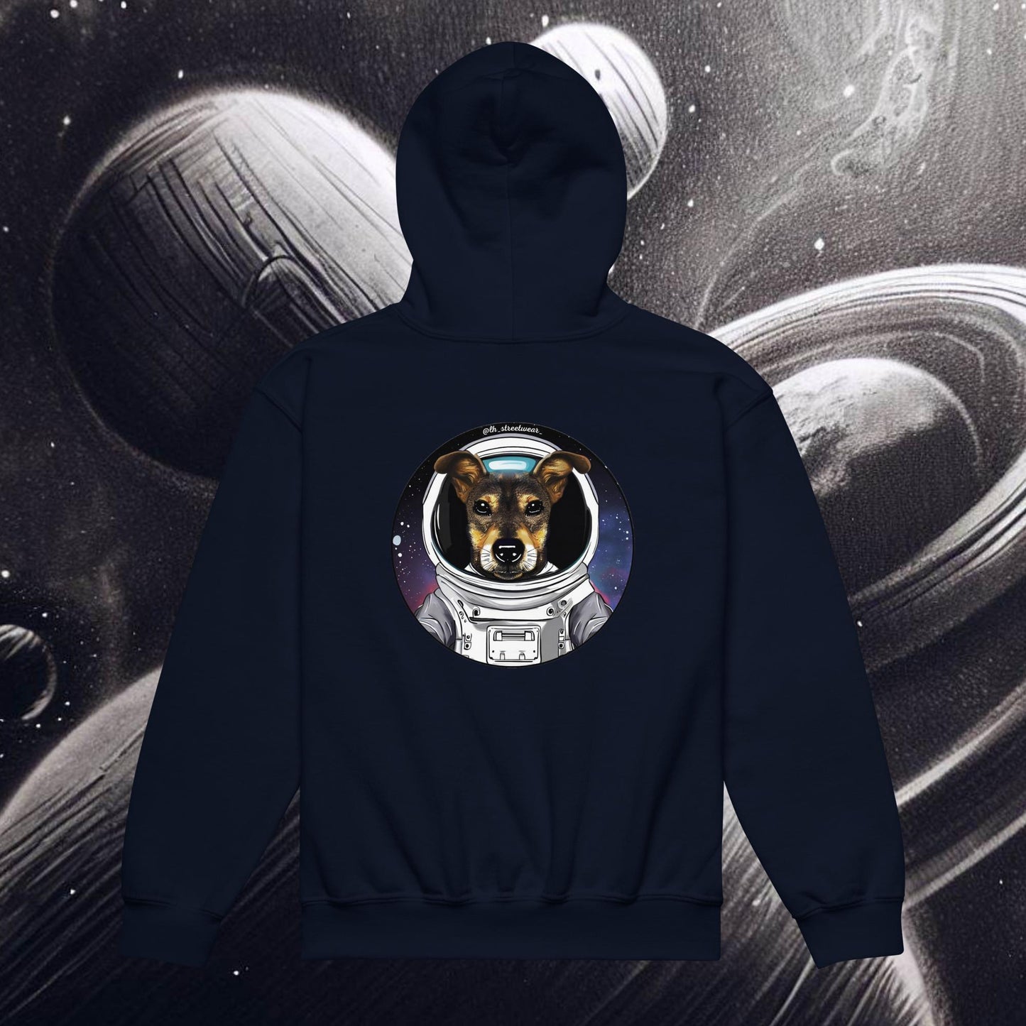 Astronaut Dog - Unisex Youth Heavy Blend Hoodie, rear image