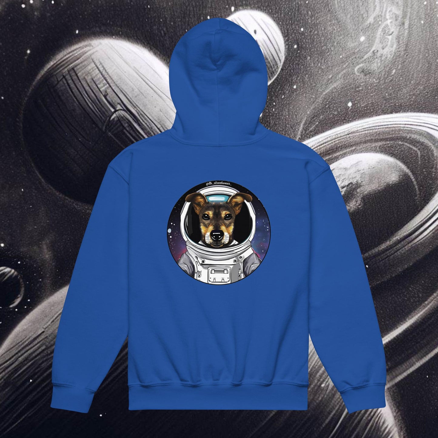 Astronaut Dog - Unisex Youth Heavy Blend Hoodie, rear image