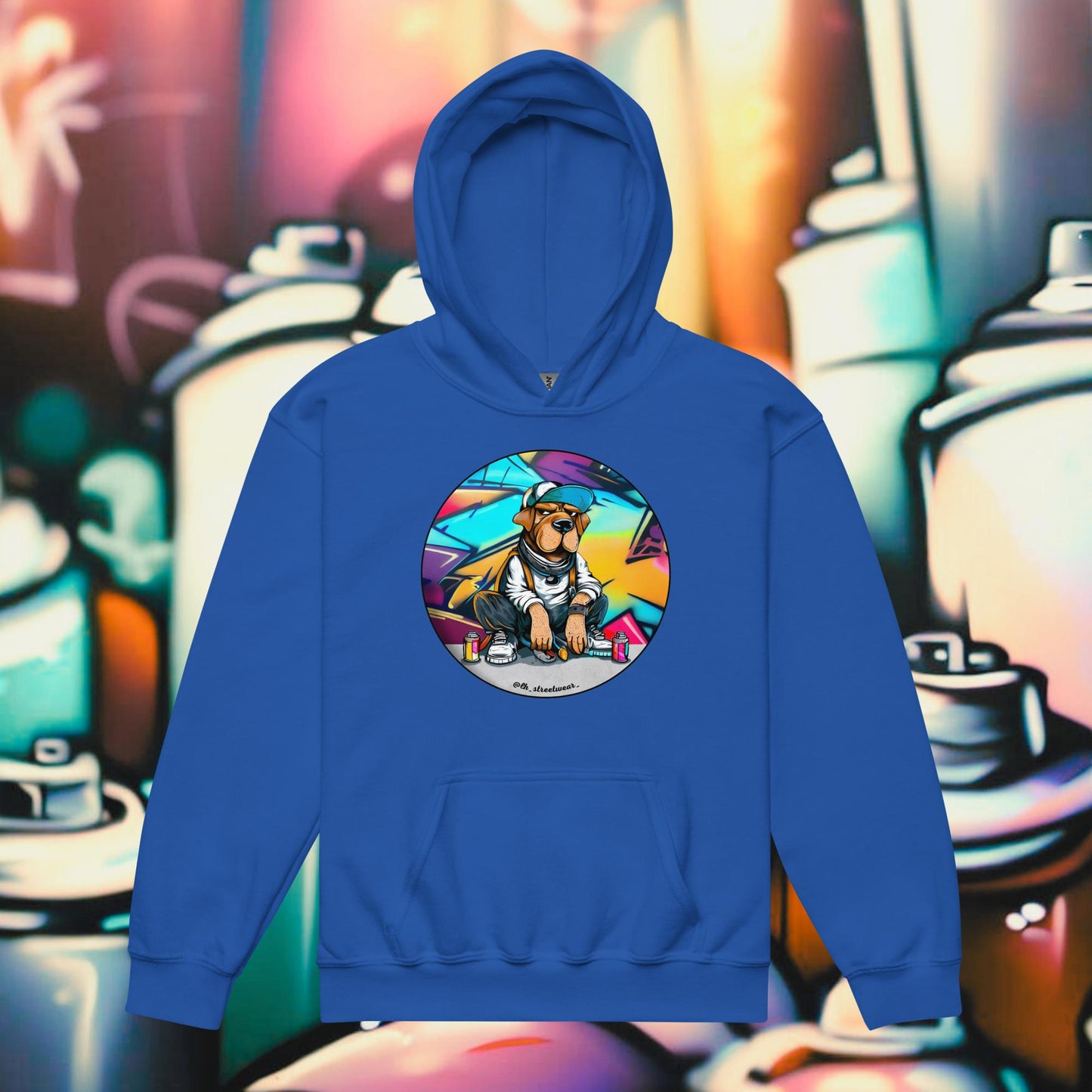 Graffiti Dog - Unisex Youth Heavy Blend Hoodie, front image