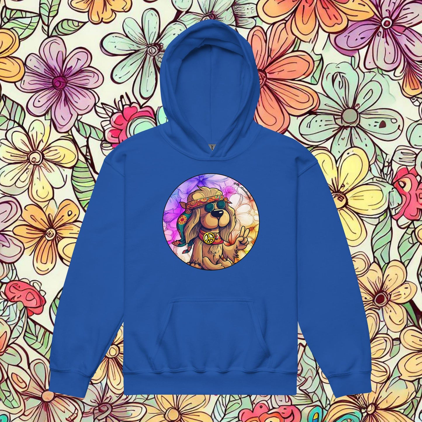 Hippie Dog - Unisex Youth Heavy Blend Hoodie, front image