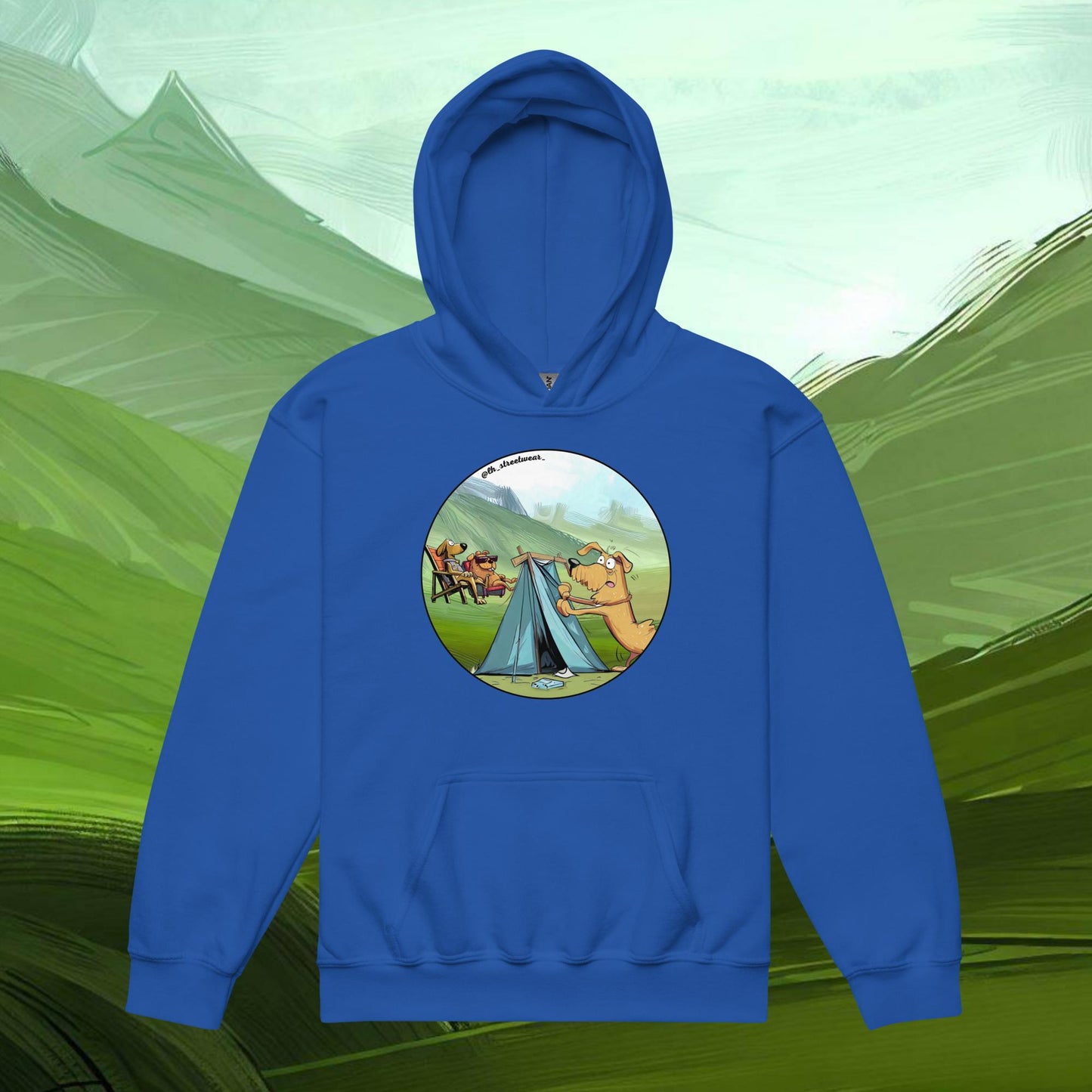 Camping Dog - Unisex Youth Heavy Blend Hoodie, front image