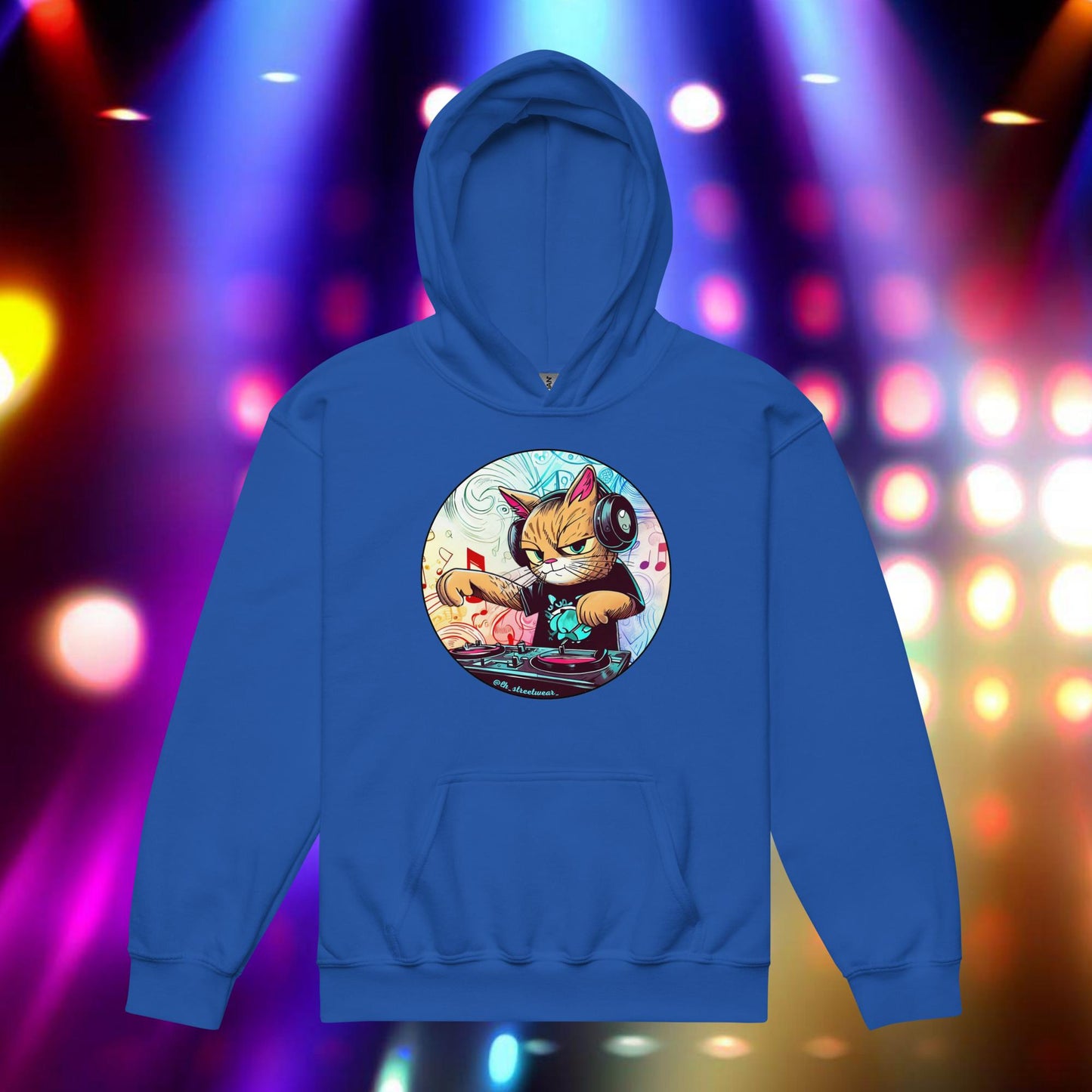 DJ Gata - Sudadera unisex con capucha infantil, imagen delantera