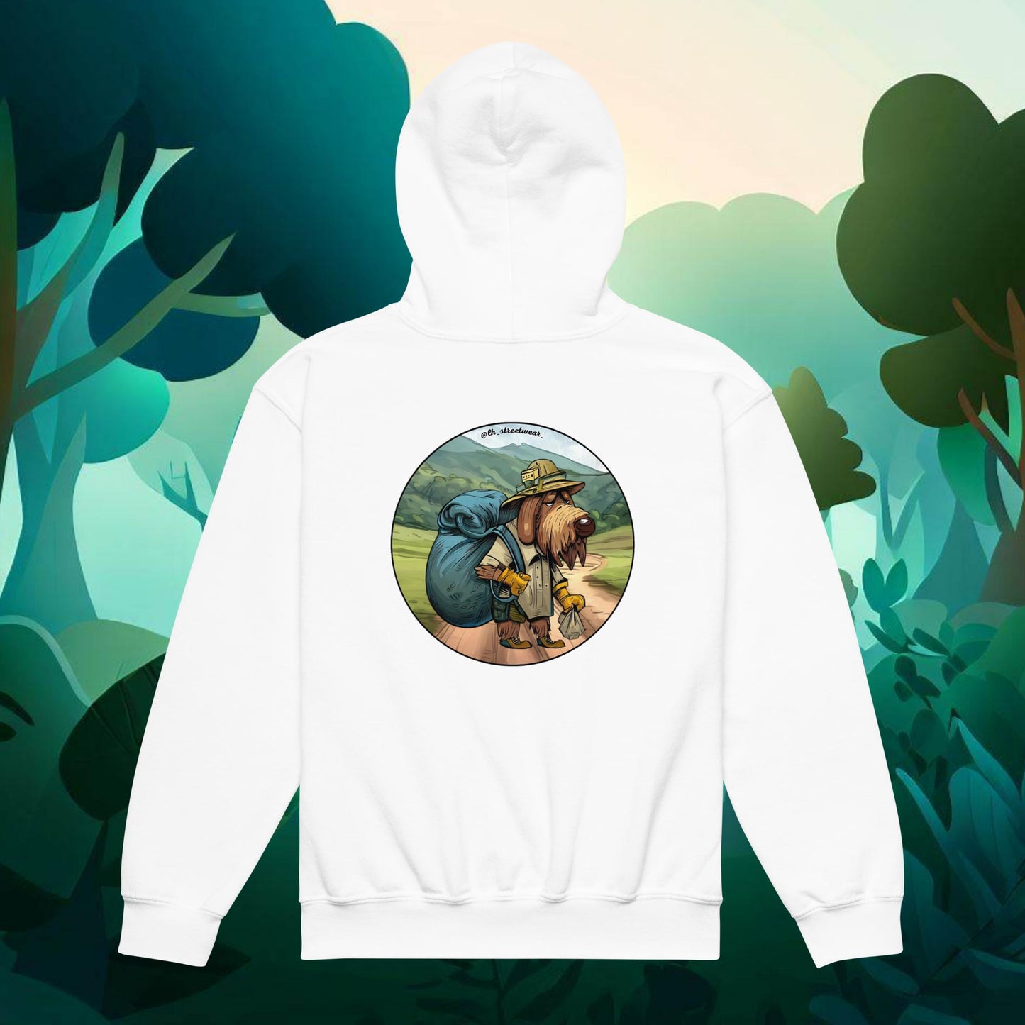 Doggy Sherpa - Unisex Youth Heavy Blend Hoodie, rear image