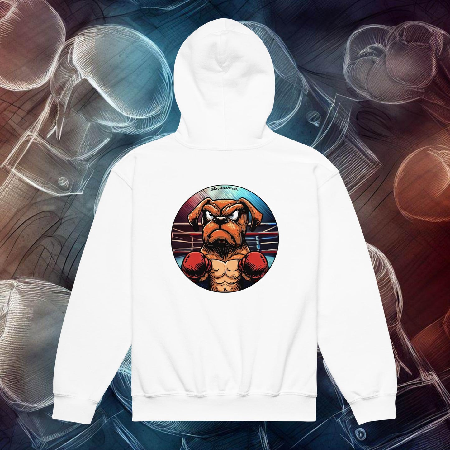 Doggy Boxer - Unisex Youth Heavy Blend Hoodie, rear image