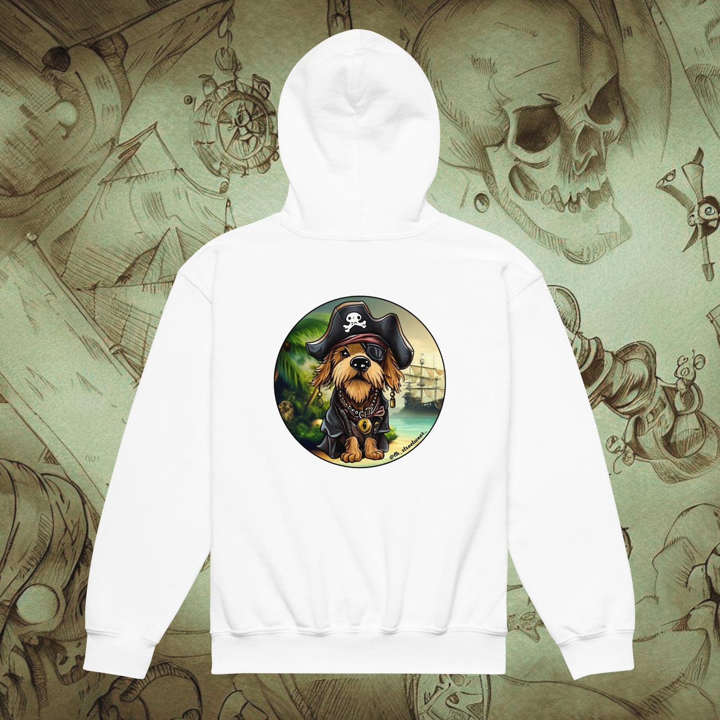 PirateDog - Unisex Youth Heavy Blend Hoodie, rear image