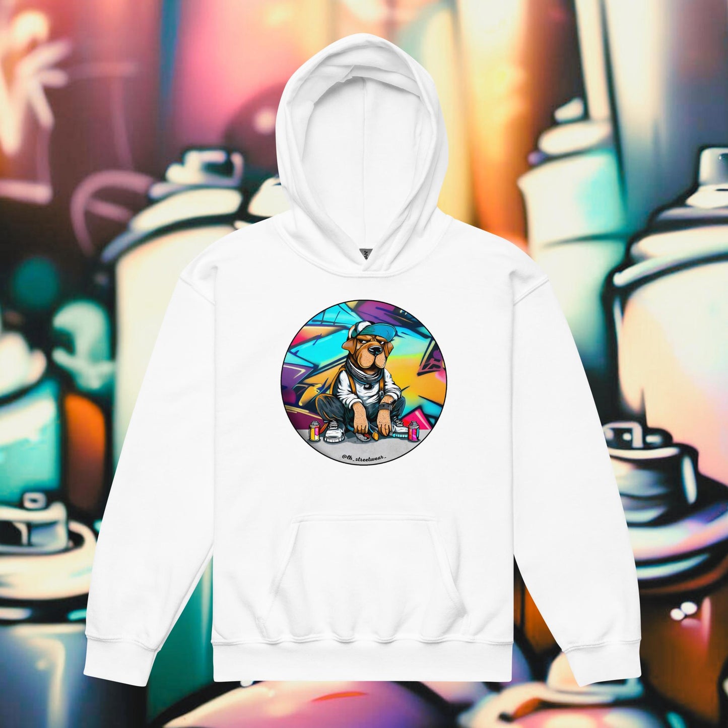 Graffiti Dog - Unisex Youth Heavy Blend Hoodie, front image