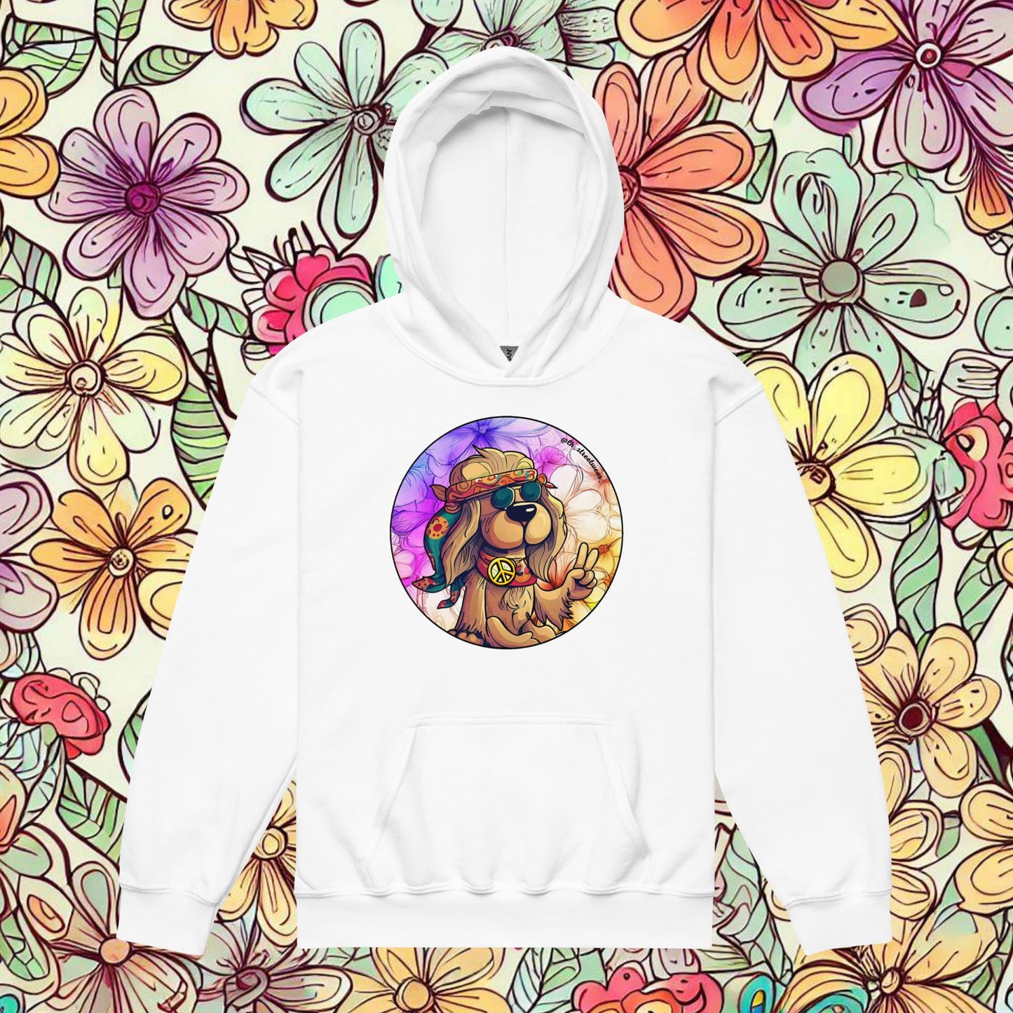 Hippie Dog - Unisex Youth Heavy Blend Hoodie, front image