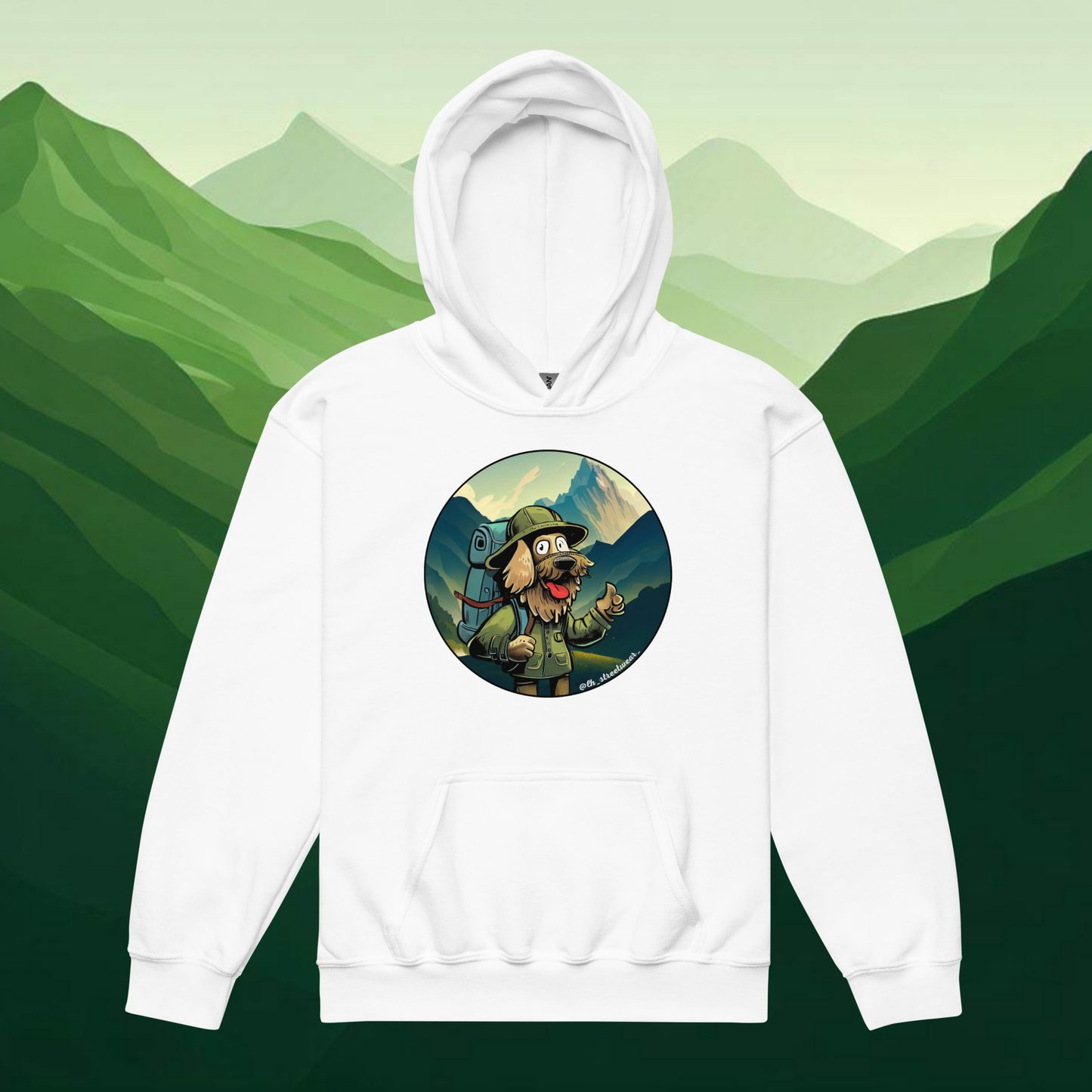 Trekking Dog - Unisex Youth Heavy Blend Hoodie, front image