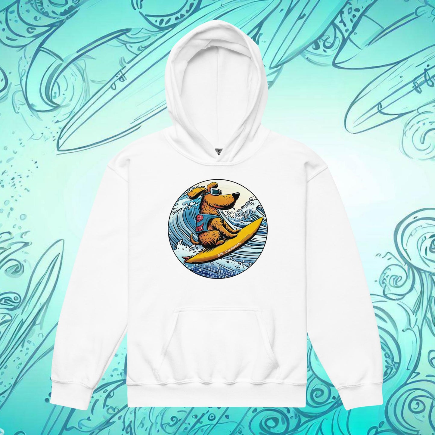 Surfer Dog - Unisex Youth Heavy Blend Hoodie, front image